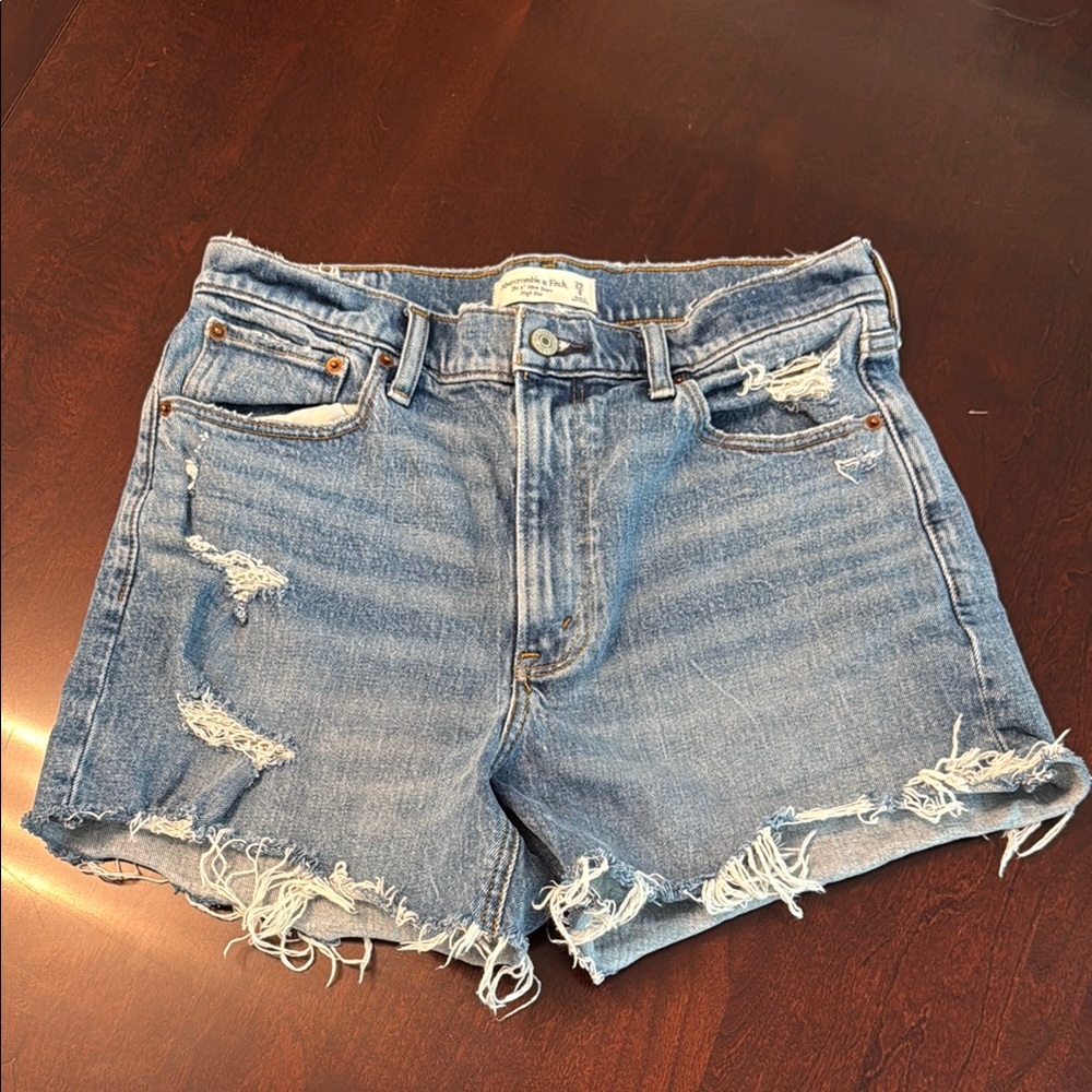 Abercrombie The 4” Mom Short High Rise Denim Shorts